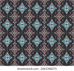 Diamond seamless pattern. Ikat geometric folklore ornament. Tribal ethnic vector texture. Aztec style. Folk embroidery. Indian, Moroccan, Turkish, Kazakh, Scandinavian, Gypsy, Mexican, African rug.