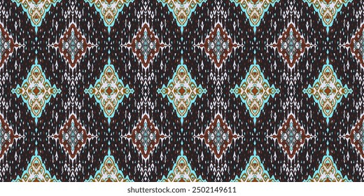 Diamond seamless pattern. Ikat geometric folklore ornament. Tribal ethnic vector texture. Aztec style. Folk embroidery. Indian, Moroccan, Turkish, Kazakh, Scandinavian, Gypsy, Mexican, African rug.