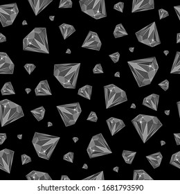 Nahtloser Hintergrund mit einem Muster dunkler Diamanten auf schwarzem Hintergrund. Vektorillustration.