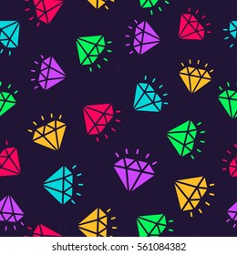 Diamond seamless pattern on dark background for use your design work. Decoration element. Vector Illustration