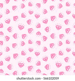 Diamond seamless pattern pink color on white background for use your design work. Decoration element. Vector Illustration