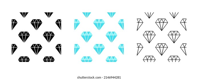 diamond seamless pattern in three styles, on white background
