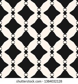 Diamond seamless pattern. Vector abstract geometric texture. Black and white ornament with rhombuses, diamond, chains, repeat tiles. Simple monochrome graphic background. Repeatable decorative design