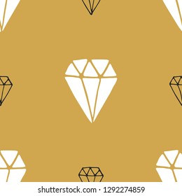 Diamond seamless pattern vector illustration. Hand drawn sketched doodle diamond symbols background.