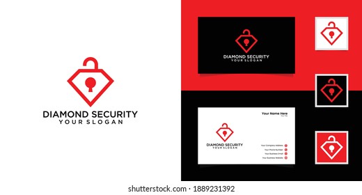 Diamond Security Lock Icon Logo Design and business card