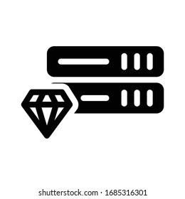 icono plano de glifo vectorial del servidor de diamantes 