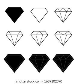 diamond set in black color illustration on white background