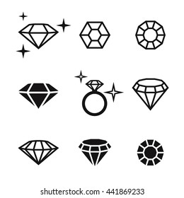 diamond set: black, isolated icons on a white background