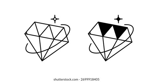 Icono de conjunto de diamantes con fondo blanco Vector Ilustración de stock