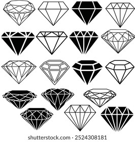 Ilustração do Pacote de Ícones de Conjuntos de Diamantes