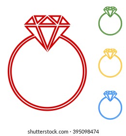 Diamond. Set of line icons