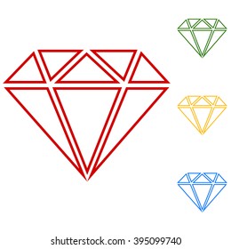 Diamond. Set of line icons