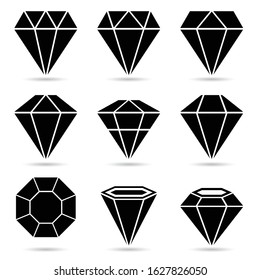diamond set vector in black with white background