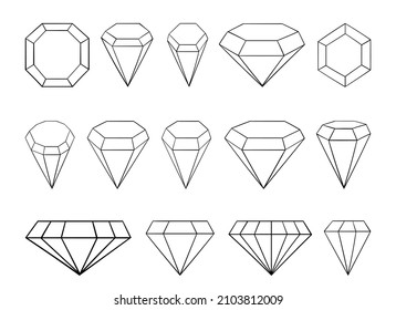 Ilustración de diseño vectorial de conjunto de diamantes aislada en fondo blanco