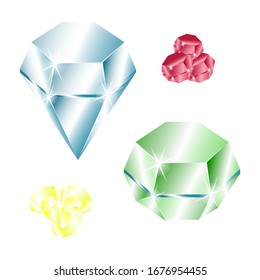 Conjunto de diamantes de iconos vectoriales. símbolos de lujo de color. Piedras de joyas abstractas aisladas en blanco.