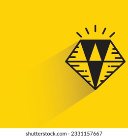 diamond with shadow on yellow background