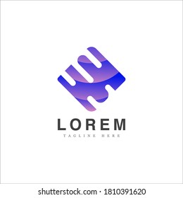 diamond shape abstract logo design vector with gradient