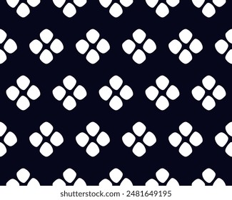 Diamond shape background classic black white pattern abstract geometric motif. Small round tiles ornament. Modern fashion fabric design textile swatch ladies dress, men's shirt allover print block.