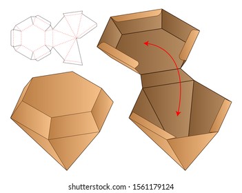 Diamond Shape Box Packaging Die Cut Template 