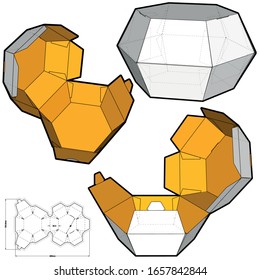 Diamond Shape Box Packaging And Die-cut Pattern. The .eps File Is Full Scale And Fully Functional. Prepared For Real Cardboard Production.