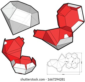 Diamond Shape Box packaging and Die-cut Pattern. The .eps file is full scale and fully functional. Prepared for real cardboard production.