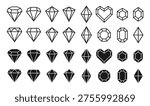 Diamond shape collection. Crystal and emerald gem icon set. Gemstone and jewel sign. Luxury logo symbol. Vector illustration image.