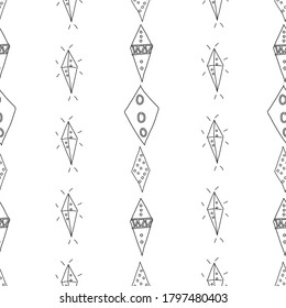 Diamond shape Doodle Pattern Filled Seamless pattern Vector hand drawn illustration surface design