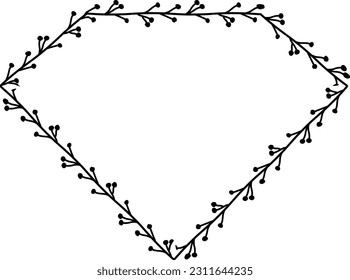 Diamond shape Flower frame wreath vector Leaves border floral photo frame  Botanical Branches decoration wedding anniversary birthday new year newborn Christmas valentine winner award congratulations