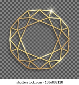 Diamond shape golden frame with shadows and highlights isolated on a transparent background. Eps 10