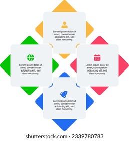 infografías de forma de diamante con cuatro fichas utilizadas para conceptos empresariales
