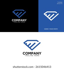Diamond shape line art iconic minimalist logo design in blue color for your branding business