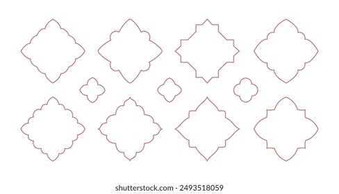 Diamond shape line frame, window. Arabic style bohemian elements for card, banner.