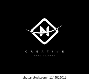 Diamond Shape N Swoosh Letter Logo Design