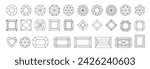 Diamond shape outline set. Gem collection thin line. Jewel symbol in linear style. Crystal, gemstone black contour icons design isolated