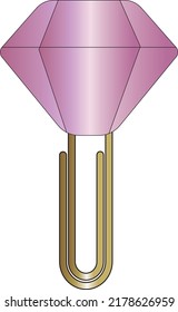 Diamond Shape Paper Clip Icon. Student Stationary Design. School and Office Equipment.