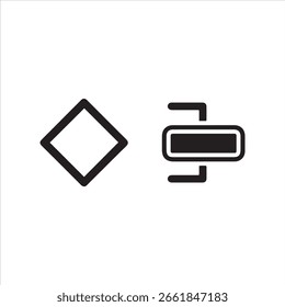 A diamond shape and a rounded rectangle with connecting lines.