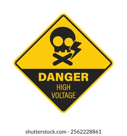 Diamond shape safety sign high voltage, electric shock caution, deadly alert, danger label