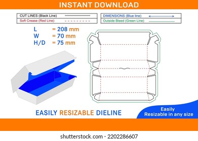 Diamond Shape Square Size Box Dieline Template And 3D Box Design