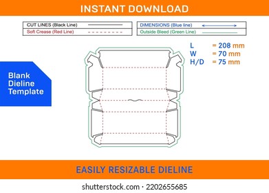 Diamond Shape Square Size Box Dieline Template And 3D Box Design