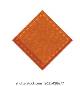 Mancha de couro marrom em forma de diamante com costura ao redor da borda