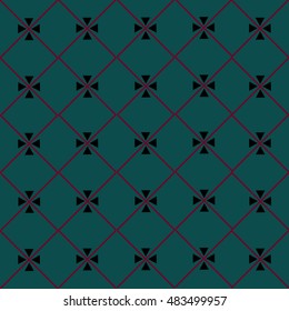 Diamond shaped colorful seamless pattern with intersection dots. Repetitive background for wrapping paper. Template