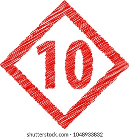 Diamond shaped graffiti-style number 10