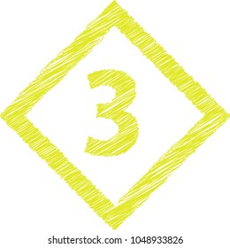 Diamond shaped graffiti-style number 3