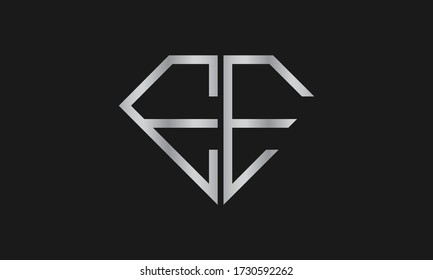 Diseño de logotipo de la carta con forma de diamante E o de la letra EE, diseño de logotipo para la tienda de joyas.