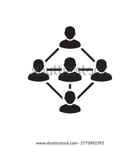Diamond shaped network diagram icon with interconnected people