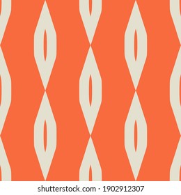 Diamond shaped retro inspired pattern in vibrant orange color. Vector seamless pattern design for textile, fashion, paper, packaging and branding