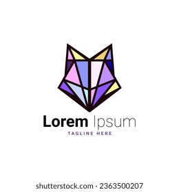 Diamond shaped wolf or fox logo design suitable for brand or company logos
