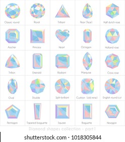 Diamond shapes collection with holographic effect, eps10 vector illustraion - part 1