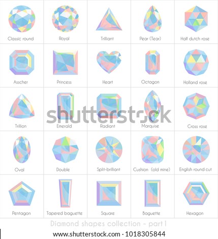 Diamond shapes collection with holographic effect, eps10 vector illustraion - part 1