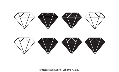 Formas de diamante colección, contorno y estilo sólido